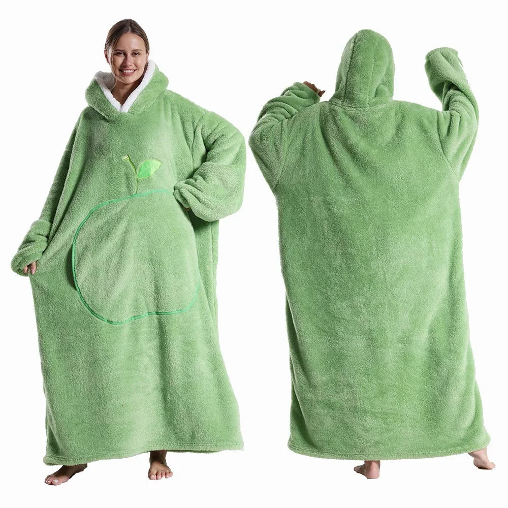 CozyHaven Plus Size Hooded Blanket | Plush Sherpa Wearable Blanket with Sleeves & Pocket | 140 cm | Unisex Winter Cozy Blanket