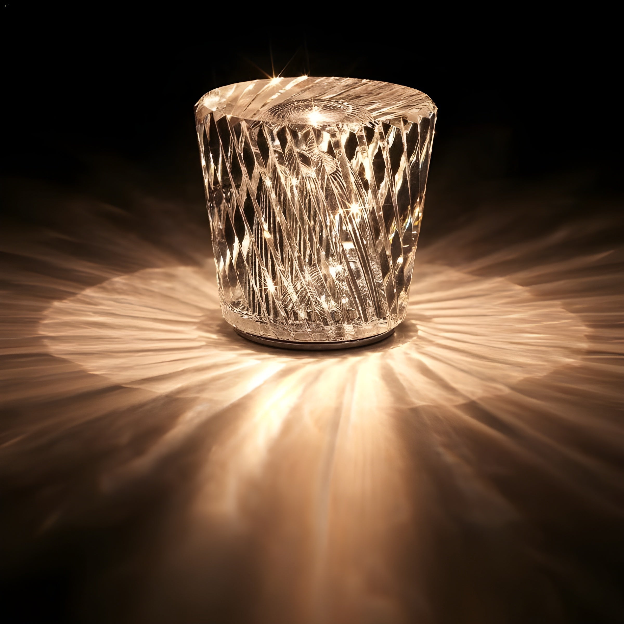 Crystal Table Lamp VÉLORIA | Diamond Optics & 360° Light Effects | Wireless & USB Rechargeable | Up to 12 Hours of Illumination