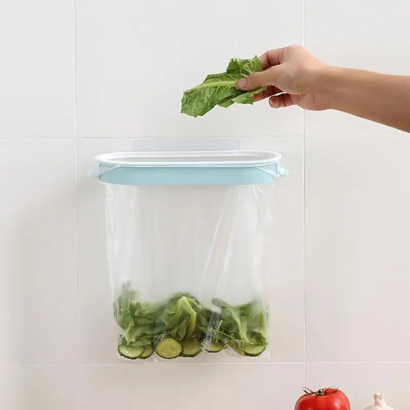 Cleanuvo ClipBin Trash Bag Holder | With Lid & Ring Mount | For Hanging on Cabinet Doors | Reusable & Washable