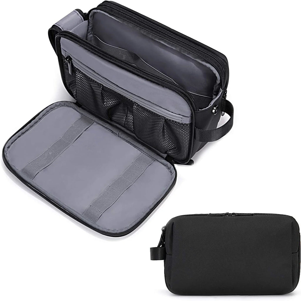 Gentrax Toiletry Bag for Men | Water-Repellent & Large | Tear-Resistant Travel Organizer with Wet Compartment | Double Kit for Shaving & Grooming