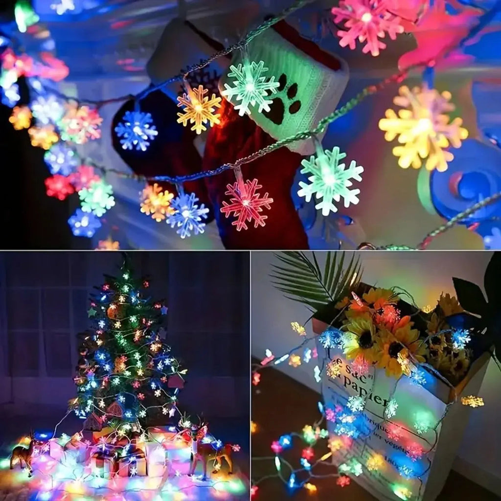 FrostGlow LED Snowflake String Lights | Warm White | Indoor & Outdoor | Battery Operated