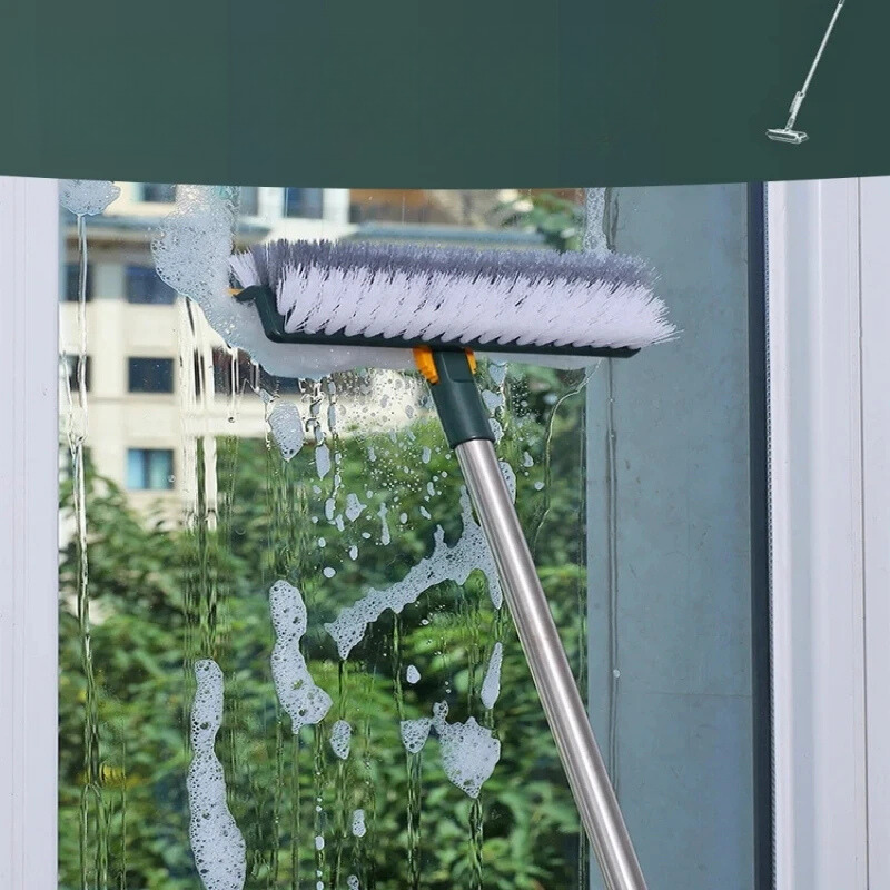Glazora DuoBrush Cleaning Brush | 2-in-1 for Floors & Windows | With Swivel Head & Telescopic Handle | Effortless Cleanliness
