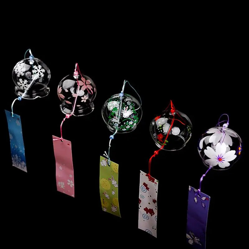 Glass Wind Chime Hanabira | Japanese Style | Clear Sound & Decorative Pendant | Handmade