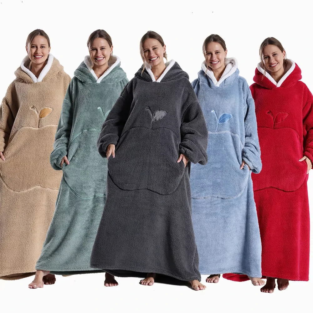 CozyHaven Plus Size Hooded Blanket | Plush Sherpa Wearable Blanket with Sleeves & Pocket | 140 cm | Unisex Winter Cozy Blanket