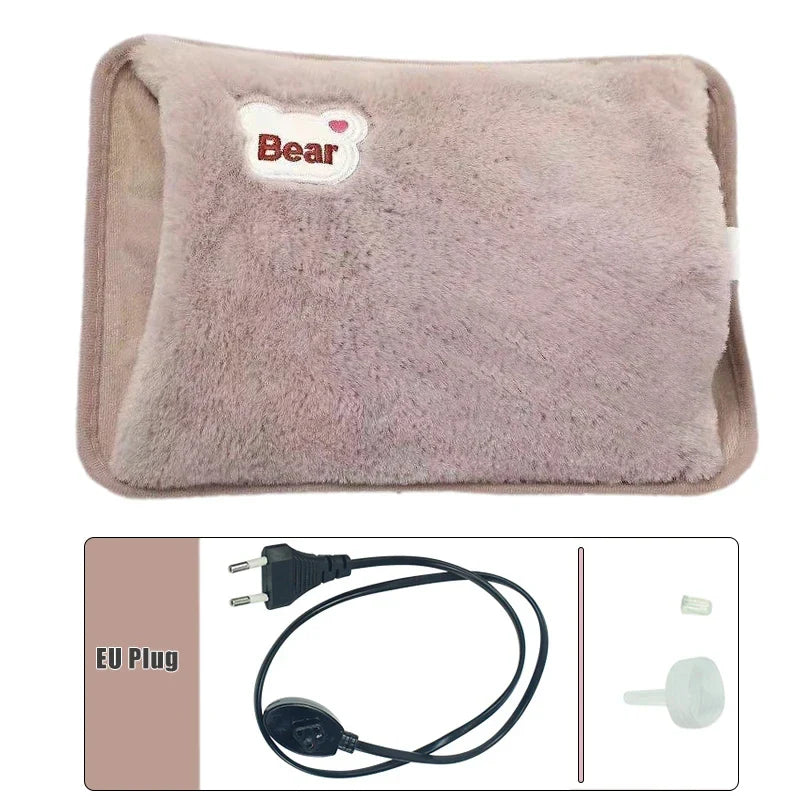Electric Hot Water Bottle HeatHug | Rechargeable Hand & Body Warmer | Plush Rabbit Fur Material | Safe & Explosion-Proof