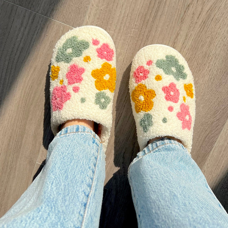 Blumina | Warm Slippers | Floral Pattern | Non-Slip Sole