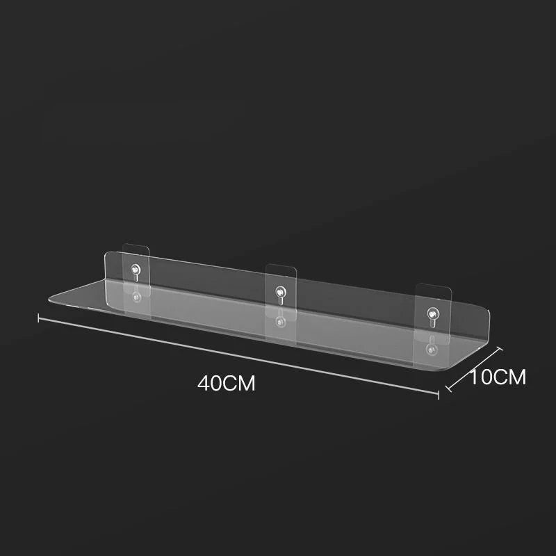 ClearEdge Living | Acrylic Wall Shelf | Transparent Floating Shelf for Bathroom, Kitchen & Living Room | 20–50 cm | Space-Saving Storage