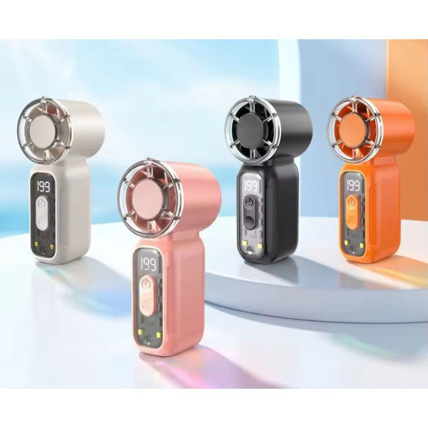 Breezora | Mini-Handventilator mit Digitalanzeige | Leistungsstarke Kühlung | USB-aufladbar 1200 mAh
