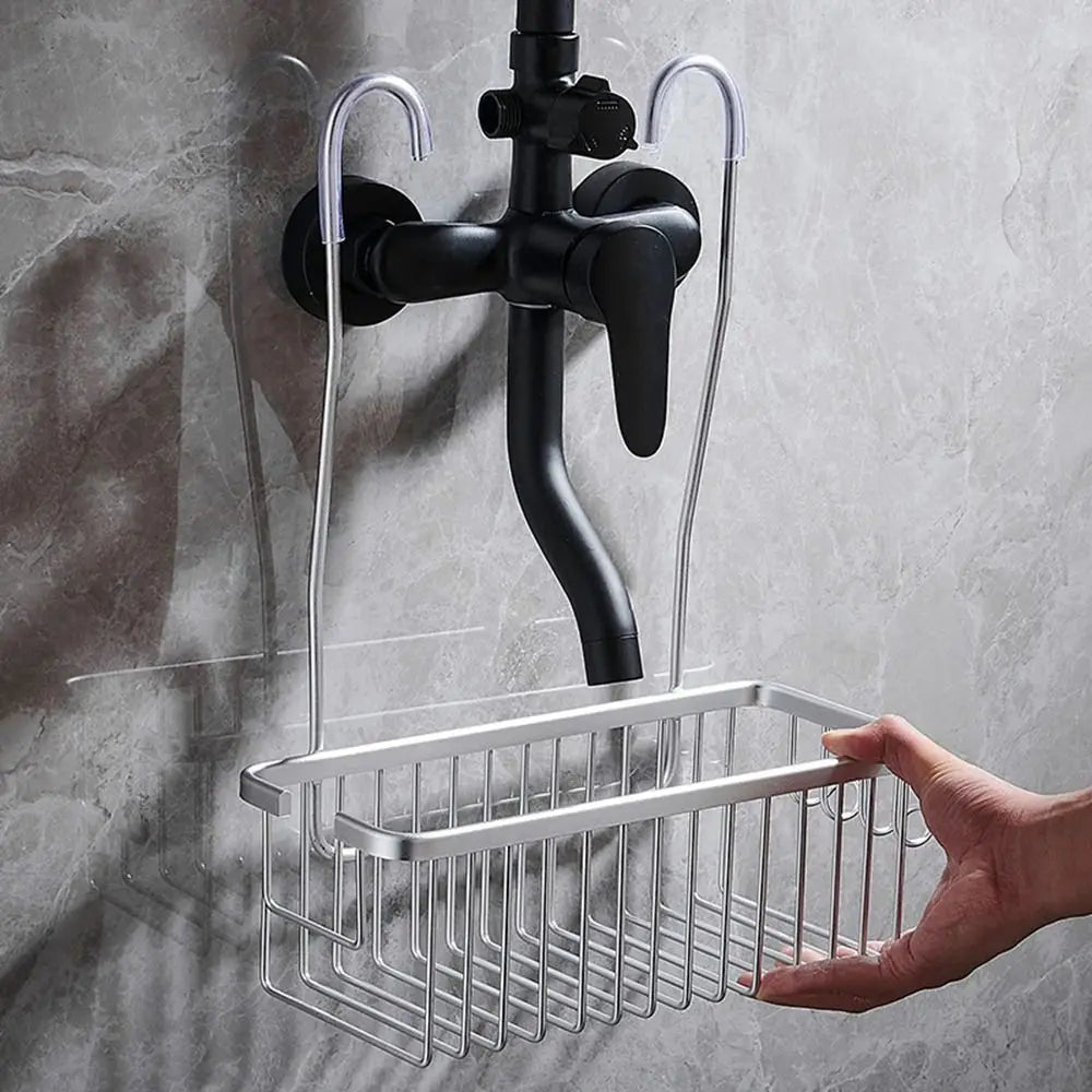 DuschGlanz AeroRack Hanging Shower Basket made of Aluminum | Rust-Free Shower Shelf with Hooks | Large Capacity for Shampoo & Bath Accessories