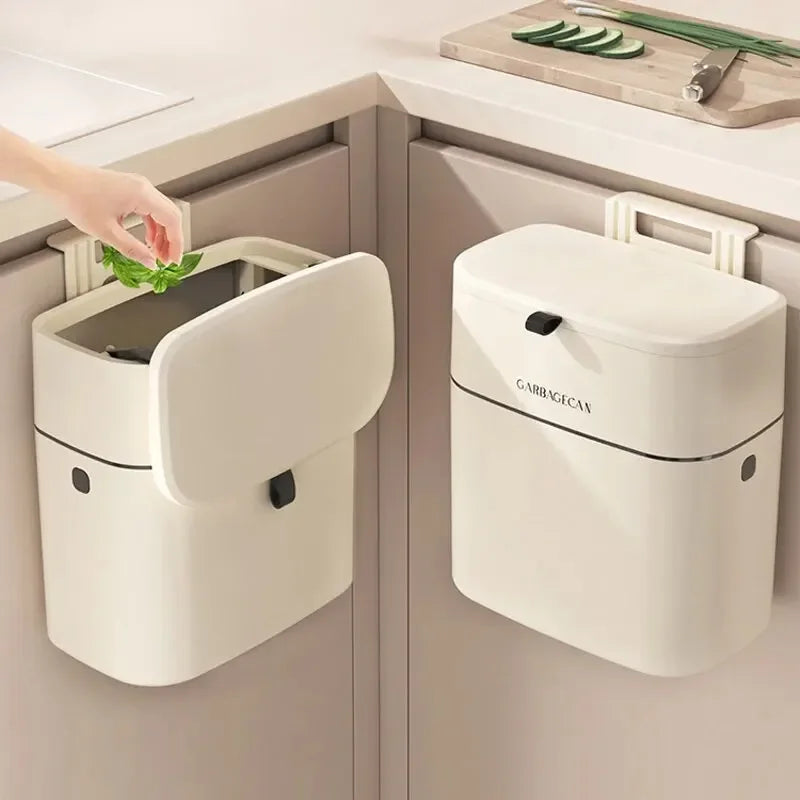 Hanging Trash Can CleanFold SquareBin | With Flip Lid & Large Capacity | For Bathroom, Kitchen & Toilet | 25.5 × 15 × 28.3 cm