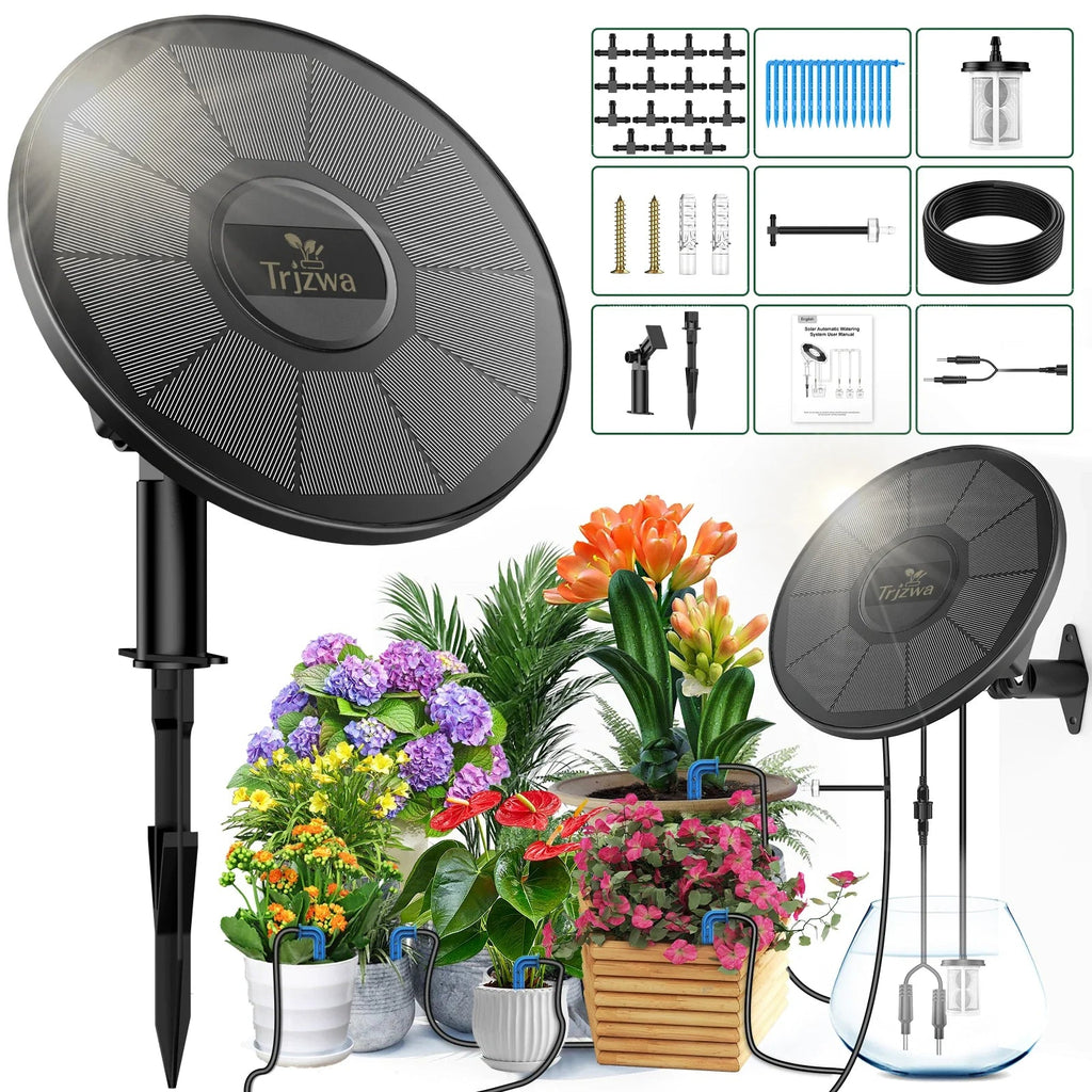 AquaSolaris Solar Irrigation System Automatic | Drip Irrigation with Timer & Battery | For Balcony, Garden & Plant Pots | Up to 15 Plants