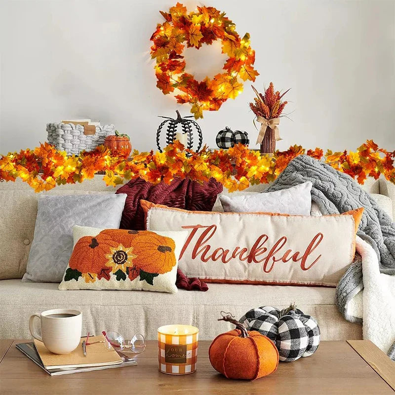 Aurelia Autumn Garland | Artificial Maple Leaf Wreath | 200 cm | Decoration for Home & Garden