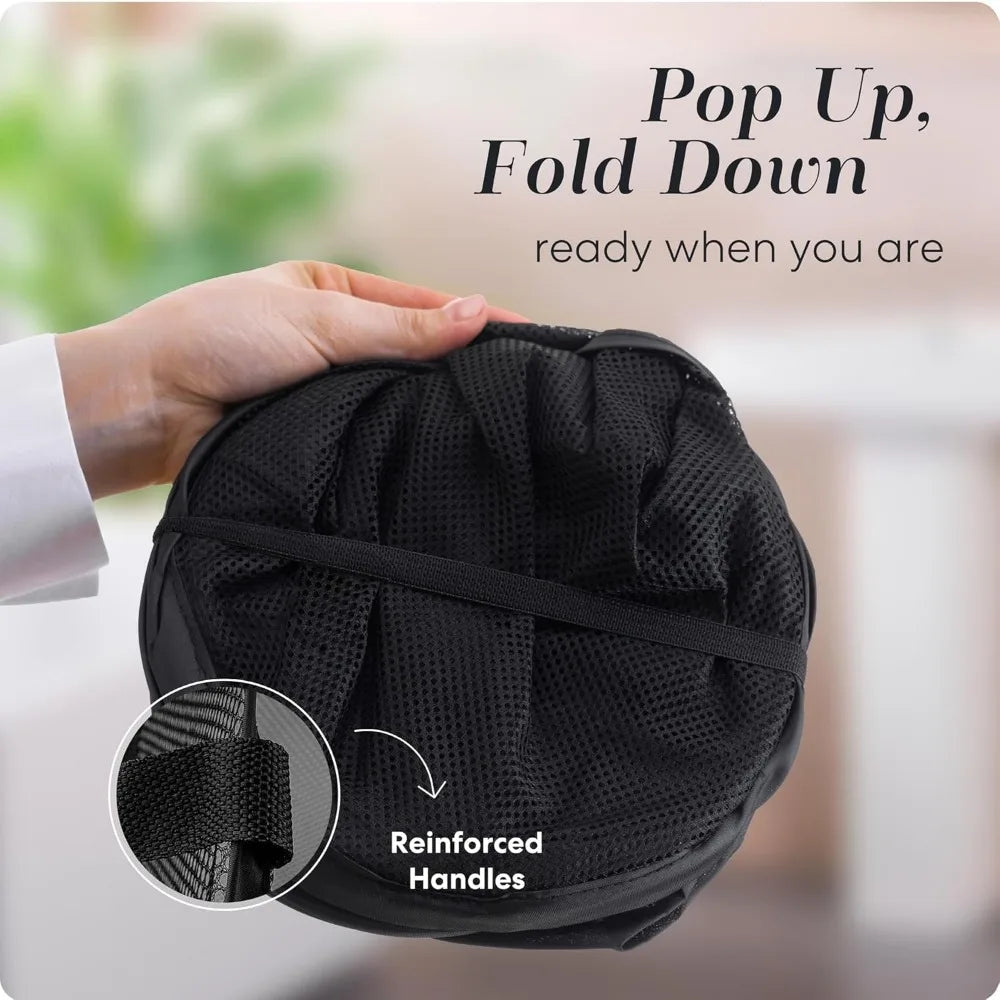 AirWash Large Laundry Basket | Foldable & Breathable | With Side Pocket & Carry Handles | For Home & Travel