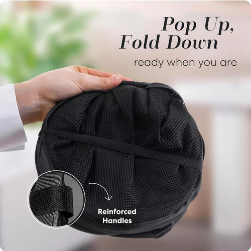 AirWash Large Laundry Basket | Foldable & Breathable | With Side Pocket & Carry Handles | For Home & Travel