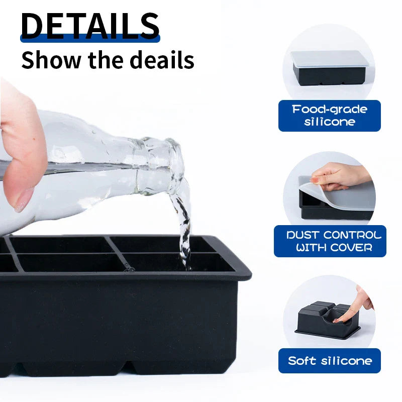 FrostForm Large Silicone Ice Cube Tray | BPA-Free & Flexible | For XXL Ice Cubes, Cocktails & Kitchen | Easy to Clean