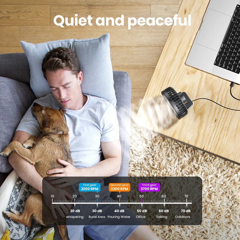 Brisano USB Desk Fan | 3 Speeds | Compact & Quiet | Ideal for Office, Car & Travel