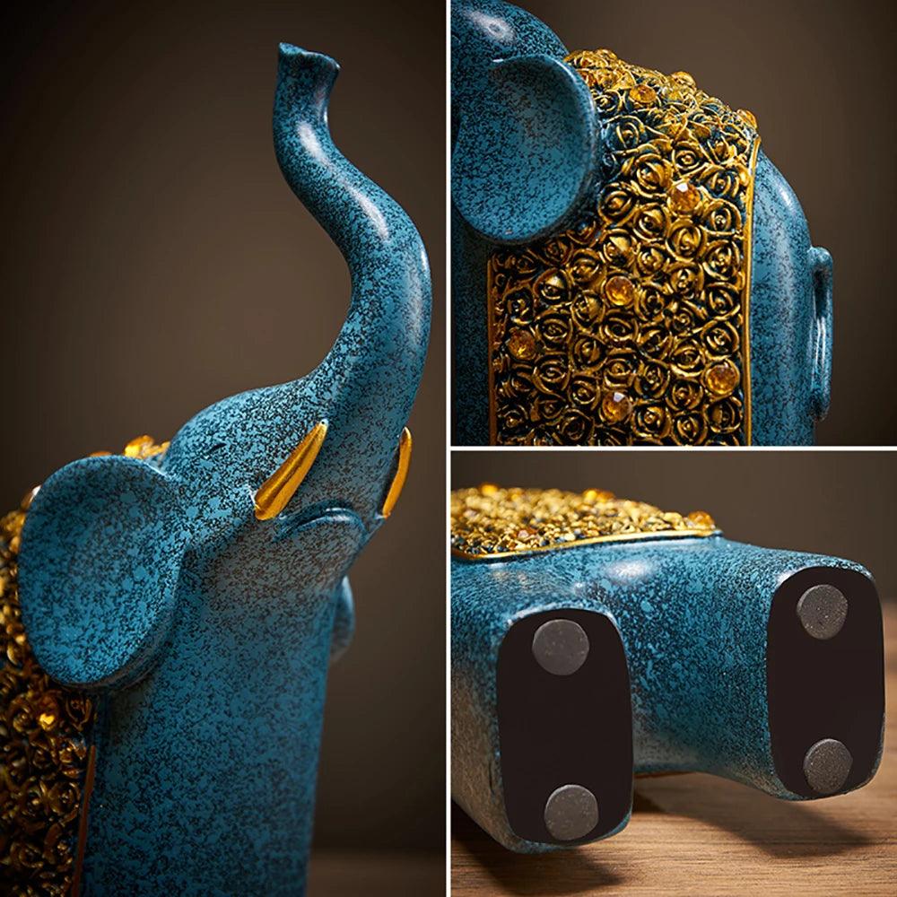 Decorative Elephant Figures 2-Piece Set | Retro Design | Resin | 13x8x30 cm