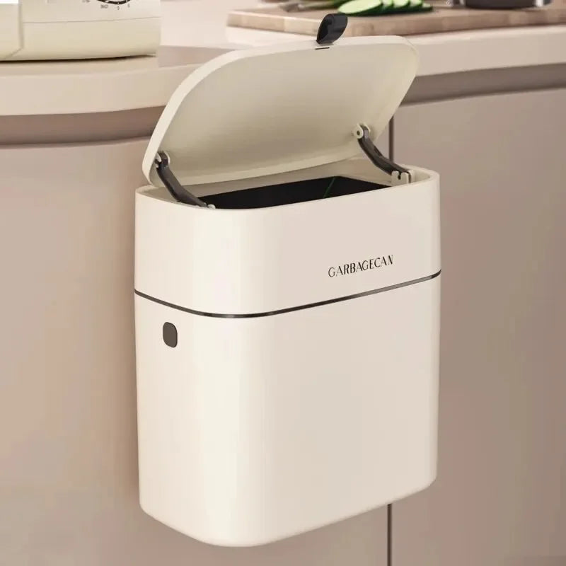 Hanging Trash Can CleanFold SquareBin | With Flip Lid & Large Capacity | For Bathroom, Kitchen & Toilet | 25.5 × 15 × 28.3 cm