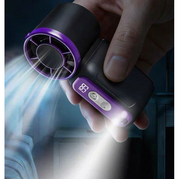 Breezora | Mini-Handventilator mit Digitalanzeige | Leistungsstarke Kühlung | USB-aufladbar 1200 mAh