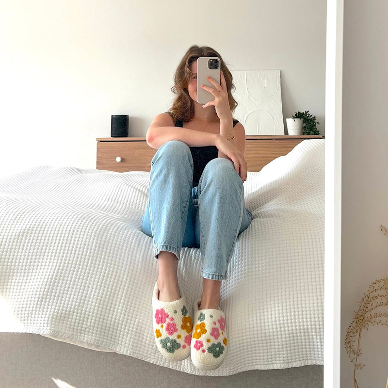 Blumina | Warm Slippers | Floral Pattern | Non-Slip Sole