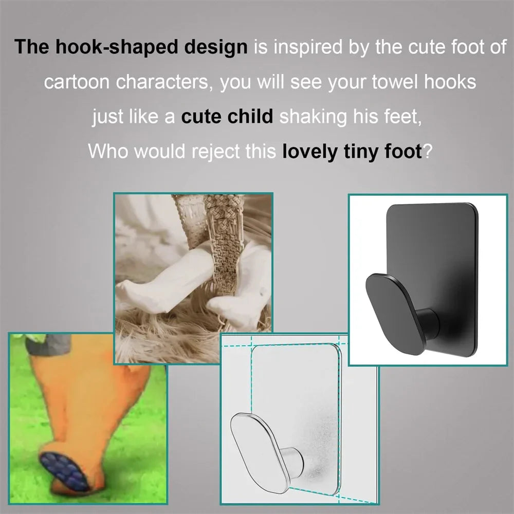 Hookivo Self-Adhesive Stainless Steel Wall Hooks | Heavy Duty | No Drilling | For Bathroom, Kitchen & Wardrobe