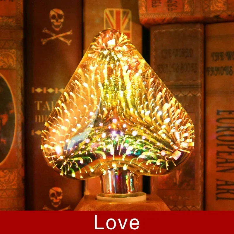 3D LED Bulb | Vintage Fireworks Effect Lamp with E27 Socket | 6W 85–265V | Decorative, Party & Christmas Lighting | Auravia