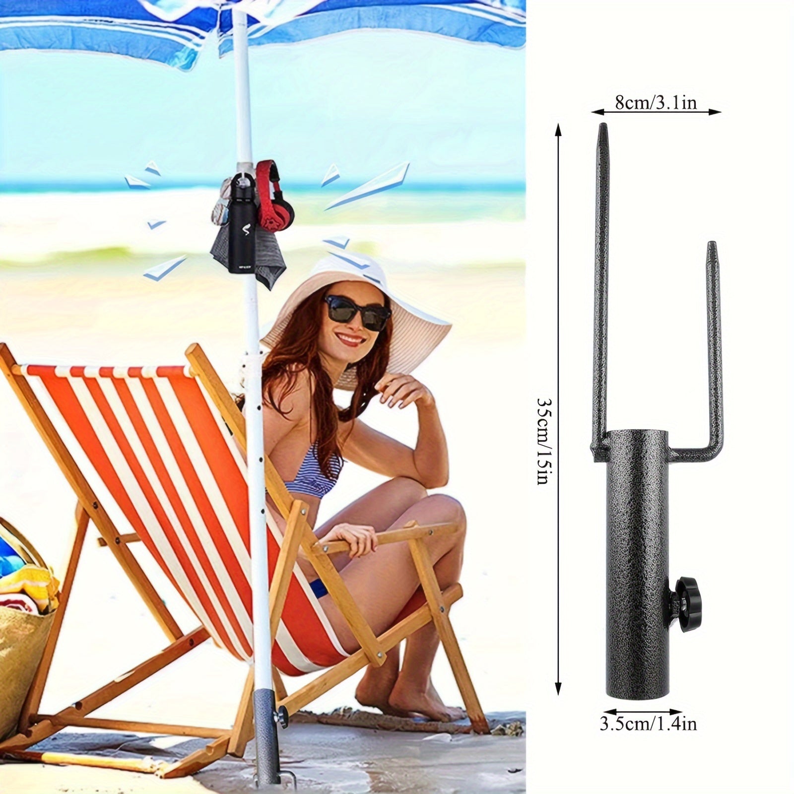Adjustable Umbrella Stand Stabello | For Ø 2.8–3.2 cm Umbrella Poles | Non-Slip & Portable | Robust Steel Construction