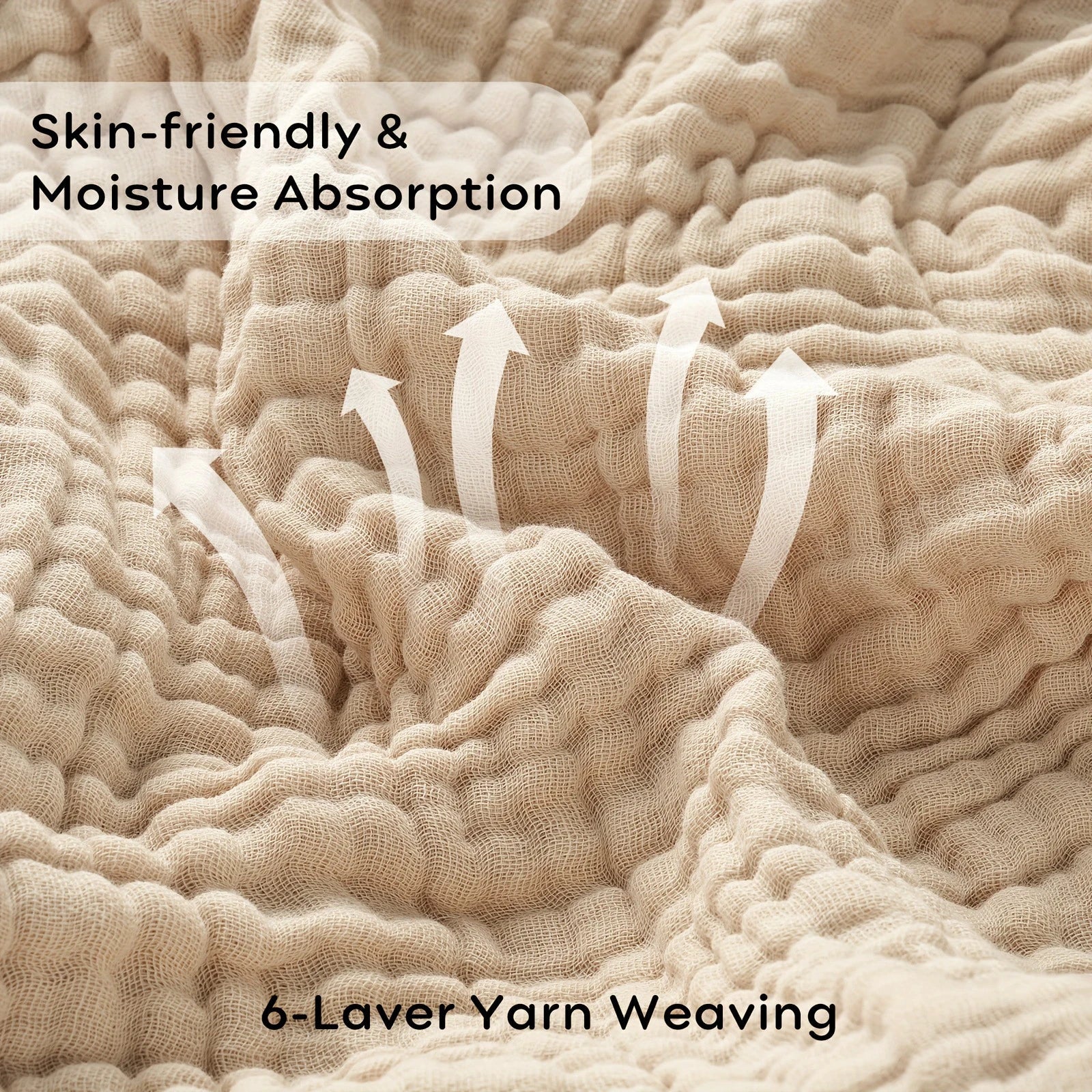 CottonBreeze | Muslin Blanket Made of 100% Cotton | 6-layer, Breathable & Lightweight | For Sofa & Bed