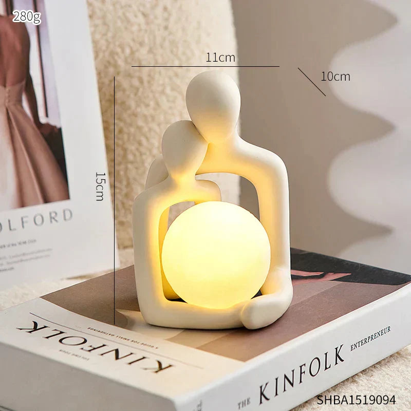 Ceramic Mood Light Lunavia | Handcrafted Design Object with Gentle LED Sphere | Elegant Home Decoration