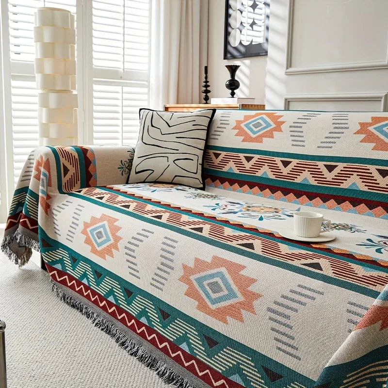 EthnoLoom Sofa Blanket | Reversible & Dustproof | Pet-Friendly | Universal for All Seasons