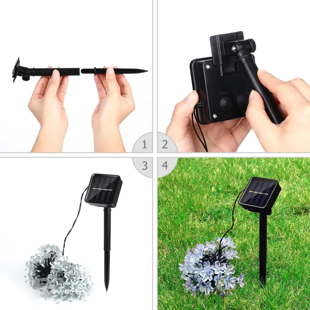Floriva Solar String Lights Outdoor | Flower Design | 8 Modes | IP65 Waterproof | Warm White & RGB | 5 m / 7 m / 12 m