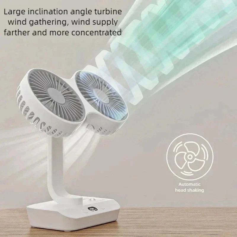 Brisano Table Fan Cordless | 8000mAh Battery | 90° Oscillating & 4-Speed Wind | LED Display & USB Charging