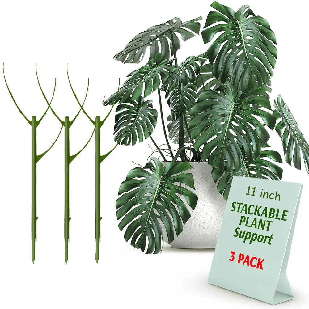 Floravio Plant Support 3-Piece Set | Stackable & Aesthetic | Natural Look | For Indoor & Garden Plants
