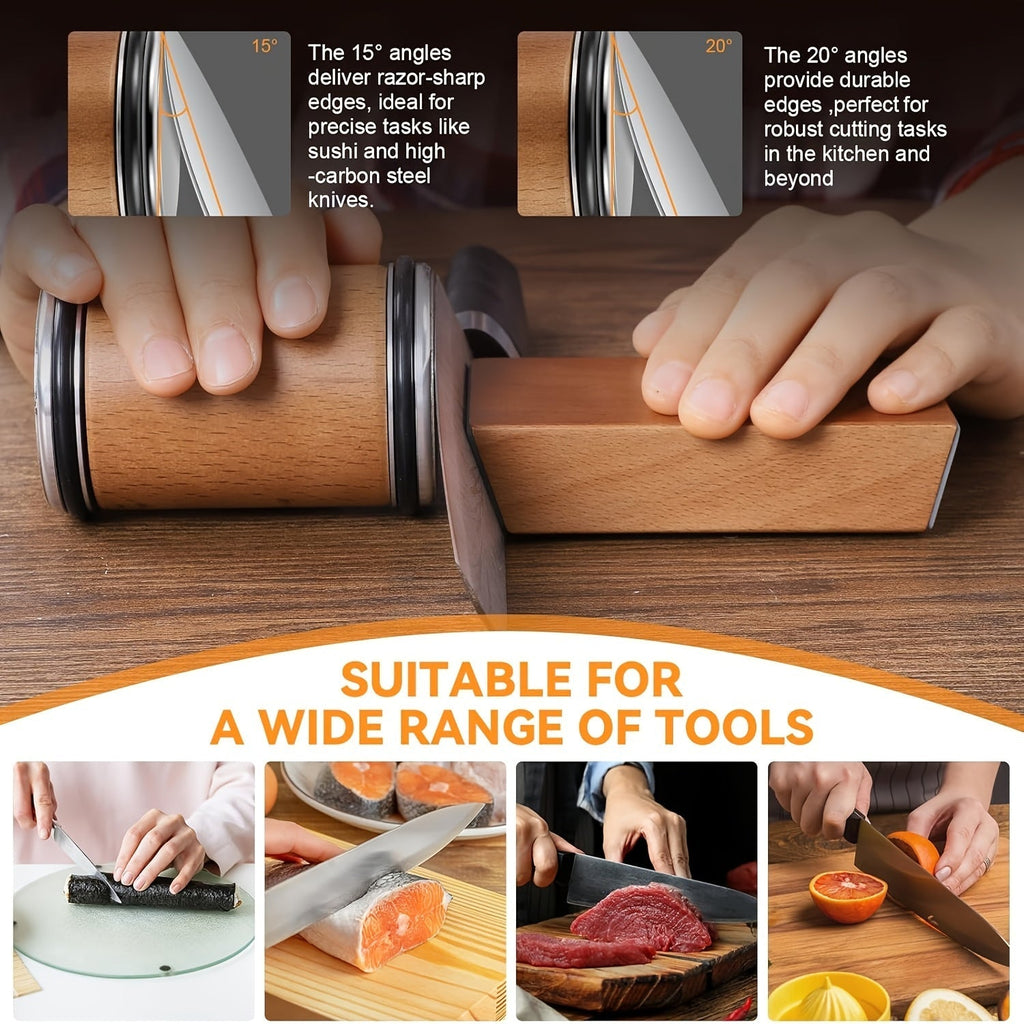 EdgeCraft DuoSharp Sharpening Stone Set | Diamond Stone with Magnetic Holder | 15° & 20° Sharpening Angle | Wood & Metal