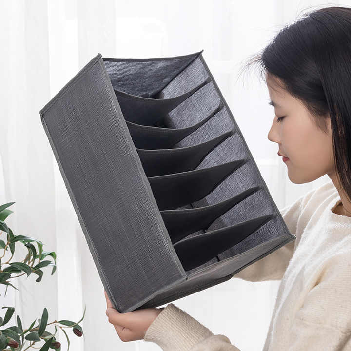ClariFold Kleiderschrank Organizer | 7–9 Fächer Kleidung Organizer | Faltbare Aufbewahrungsbox | Atmungsaktives Mesh | Für Jeans & T-Shirts