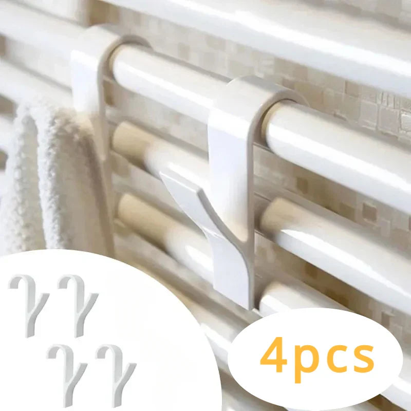 HeatHook Radiator Hook Set | Pack of 4 | Space-Saving & Transparent | For Bathroom & Kitchen