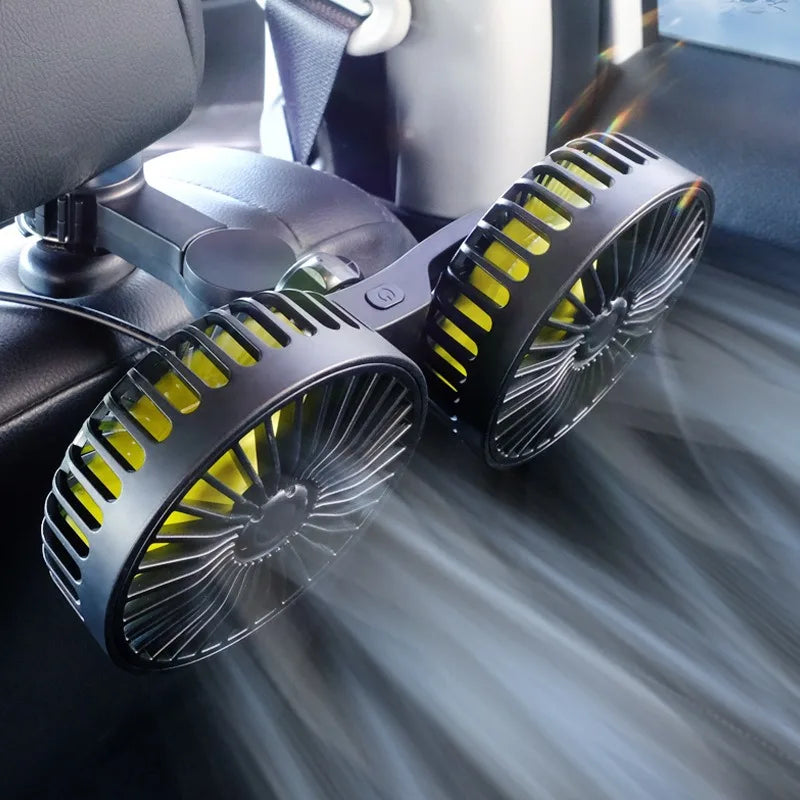 Car Cooling Fan AIRCURA DUO | 3 Speeds | USB Charging | 360° Rotatable | For Back Seat & Headrest