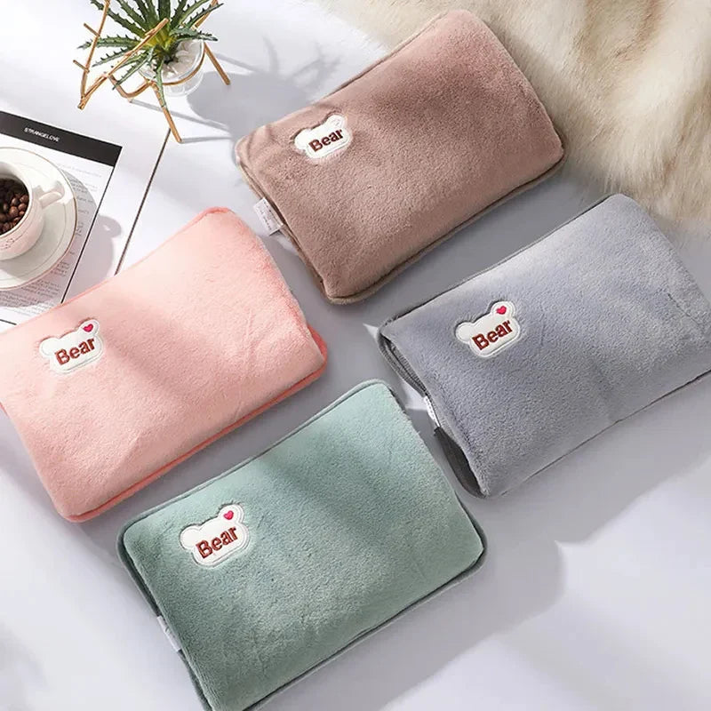 Electric Hot Water Bottle HeatHug | Rechargeable Hand & Body Warmer | Plush Rabbit Fur Material | Safe & Explosion-Proof