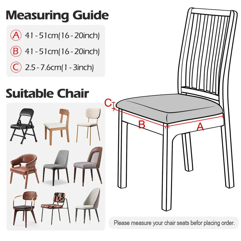 CasaLino | Waterproof Chair Seat Covers | Elastic & Washable | Checkered Design | 4 Variants | For Kitchen & Dining Room