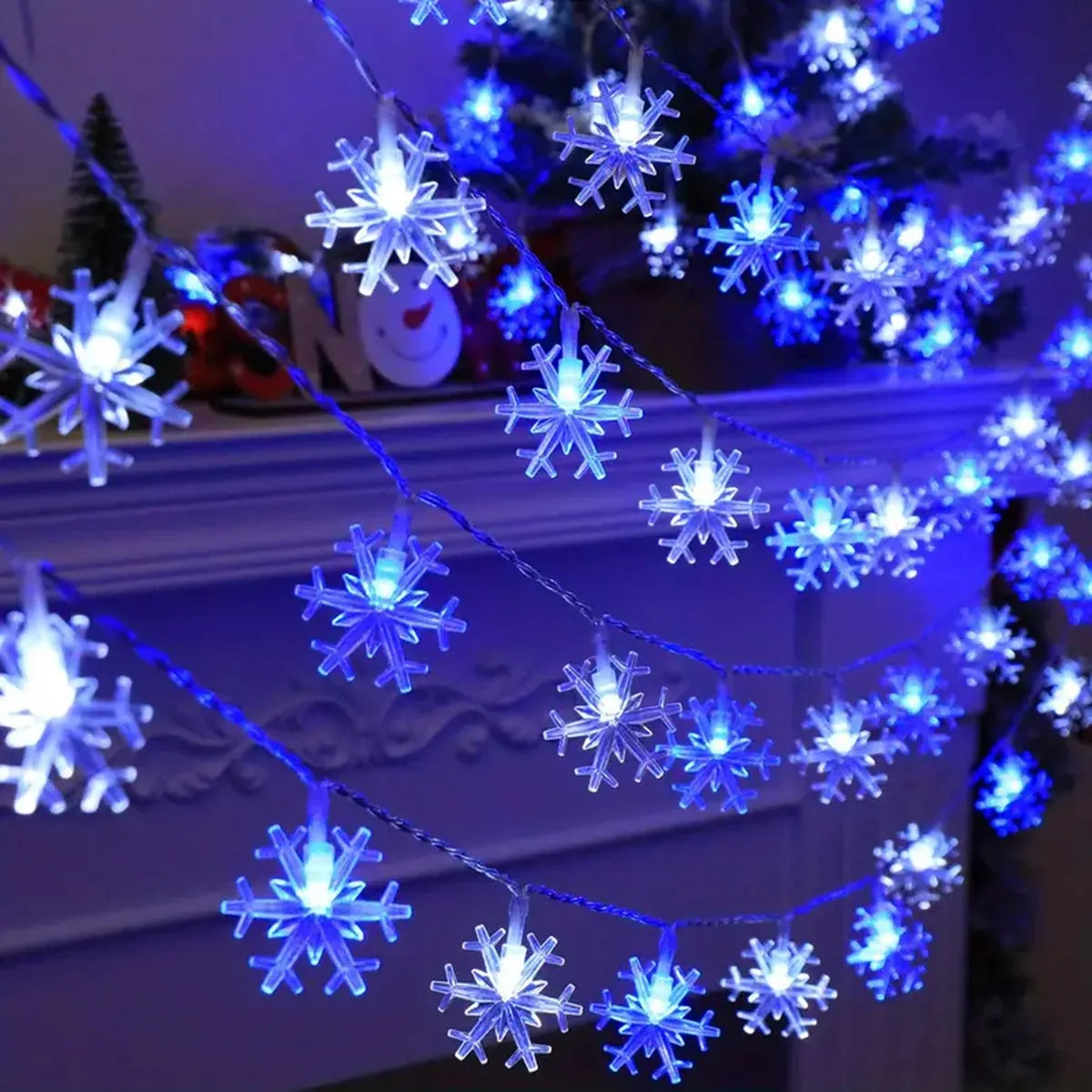 FrostGlow LED Snowflake String Lights | Warm White | Indoor & Outdoor | Battery Operated