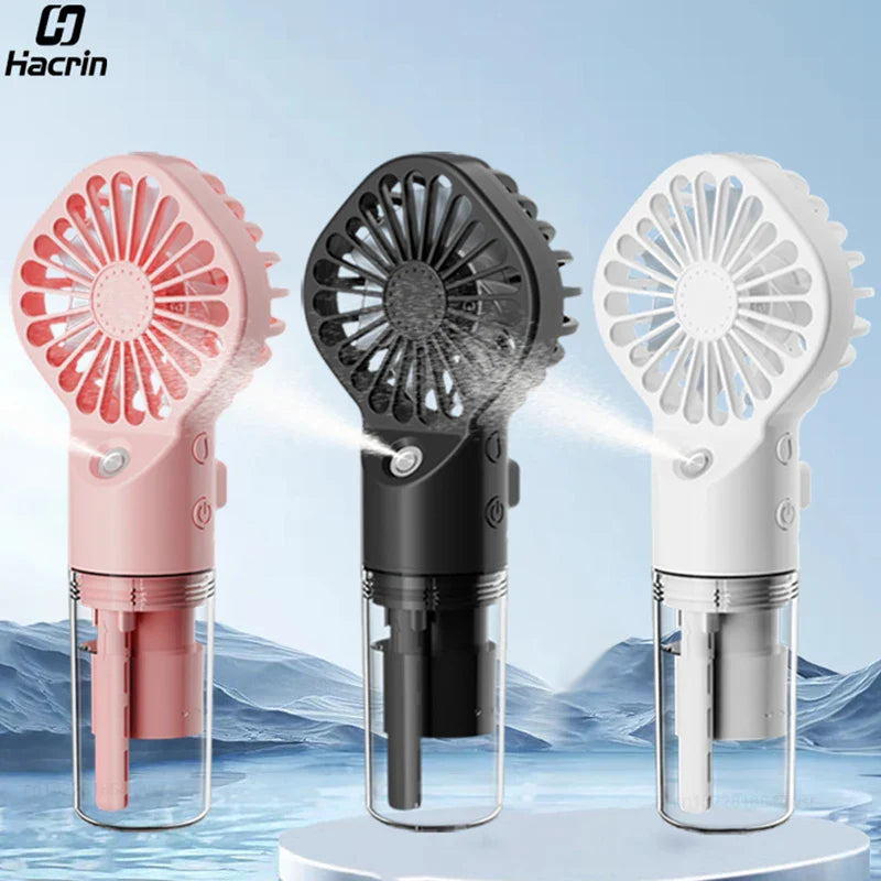 Brisella Air Mini Hand Fan with Humidifier | 4-Level Spray Function | USB Rechargeable | Portable & Quiet