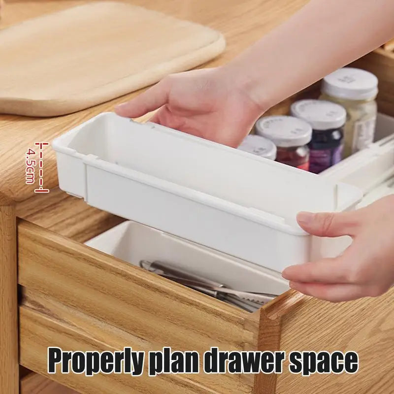 FlexiSort Cutlery Tray | Extendable Cutlery Organizer | Flexible & Space-Saving | White