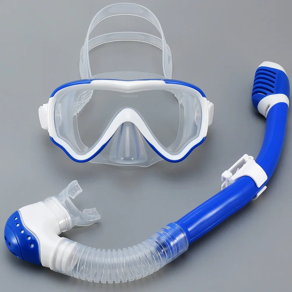 AquaJuni Kids Diving Mask with Snorkel | Anti-Fog & Leak-Proof | Tempered Glass & Silicone | For Boys & Girls 7–15 Years