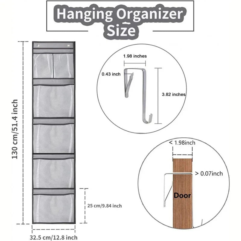 Door Hanging Organizer Storiva PocketMax | With 5 Large Compartments | Hanging Shelf for Door & Cabinet | Gray | Space-Saving Storage