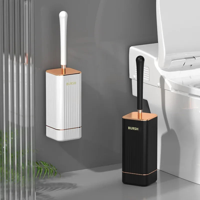 CleanFlex Toilet Brush Set | Wall Mounting Without Drilling | Deep Cleaning with Soft TPR Bristles