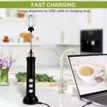 Foamix Electric Milk Frother | Cordless & USB Rechargeable | 3 Speeds | For Latte, Cappuccino & Cocoa