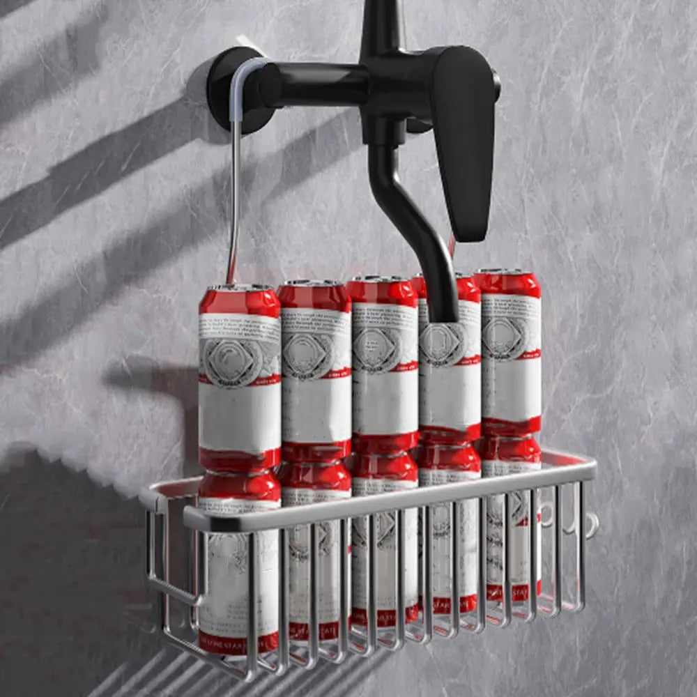 DuschGlanz AeroRack Hanging Shower Basket made of Aluminum | Rust-Free Shower Shelf with Hooks | Large Capacity for Shampoo & Bath Accessories