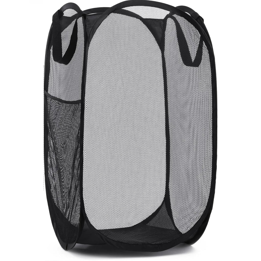 AirWash Large Laundry Basket | Foldable & Breathable | With Side Pocket & Carry Handles | For Home & Travel