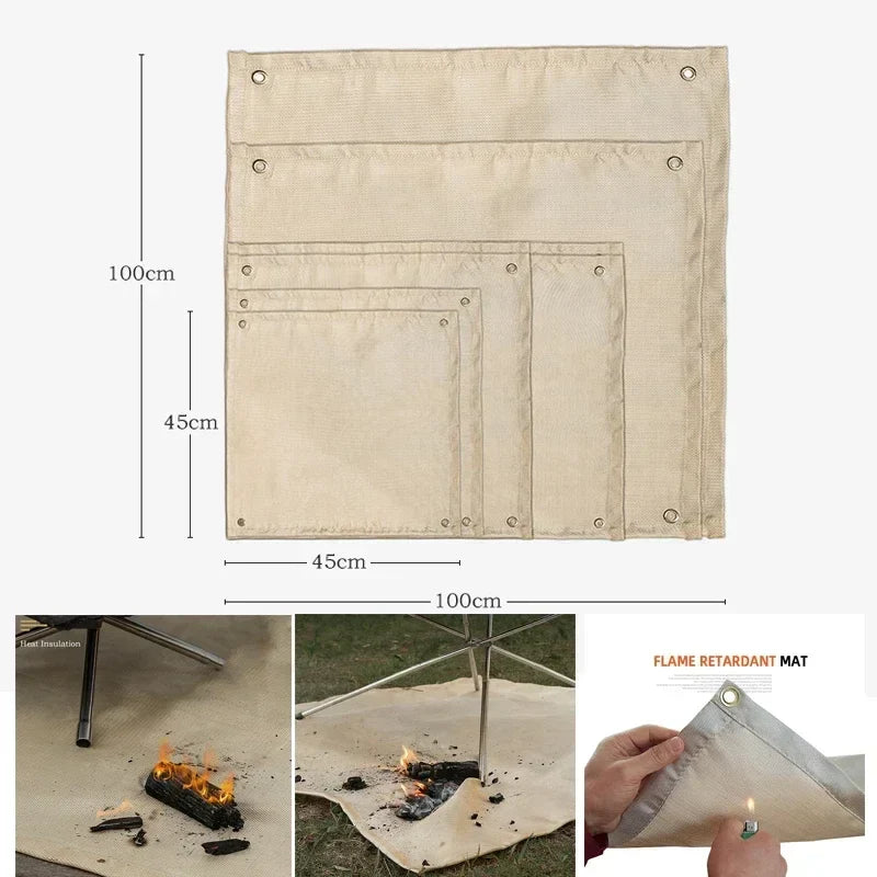 CampVita Fire Protection Camping Mat | Heat Resistant & Fireproof | Ideal for Grill & Campfire | Beige Fiberglass