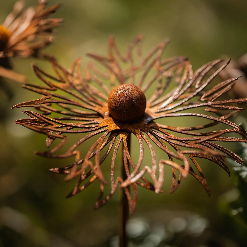 FLORUSTA Garden Stake Bluebonnet | Rust Look Metal | Rustic Garden Decoration